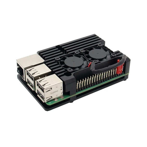 Para Raspberry Pi 3 Modelo B B+ Carcasa Aluminio Con Doble Ventilador Refrigeración