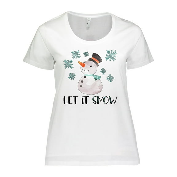 Inktastic Let It Snow Cute Snowman in Hat and Scarf Women's Plus Size T-Shirt