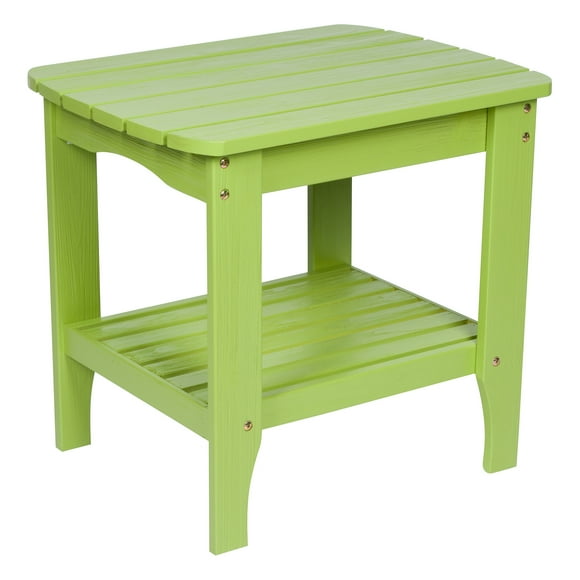 Shine Company Solid Wood Rectangular Side Table, Lime Green