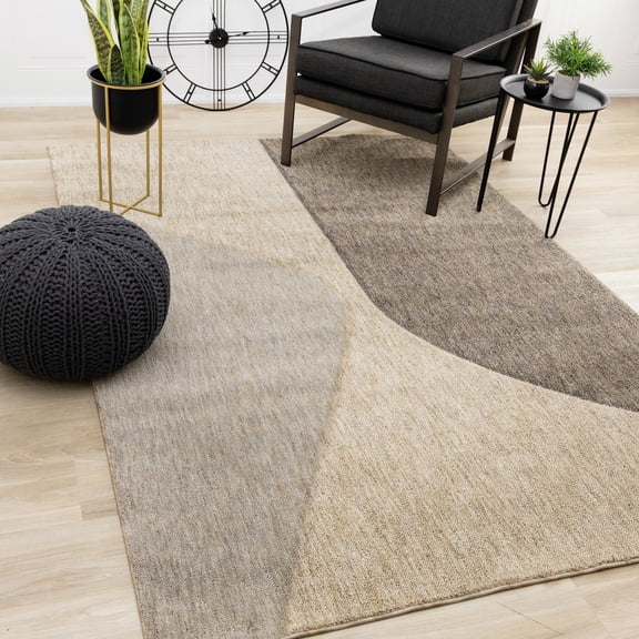 Rug Branch Contemporary Geometric, Tonal/Solid Beige Indoor Area Rug - 5' x 8'