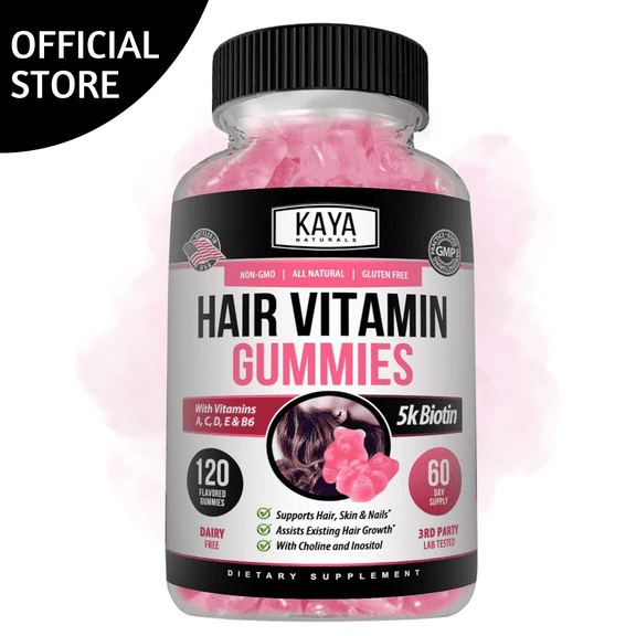Kaya Naturals Biotin 10,000mcg Hair Growth Vitamins - Strong Nails, Healthy Skin Supplement For Women and Men - Healthier Hair & Skin - 120 Count