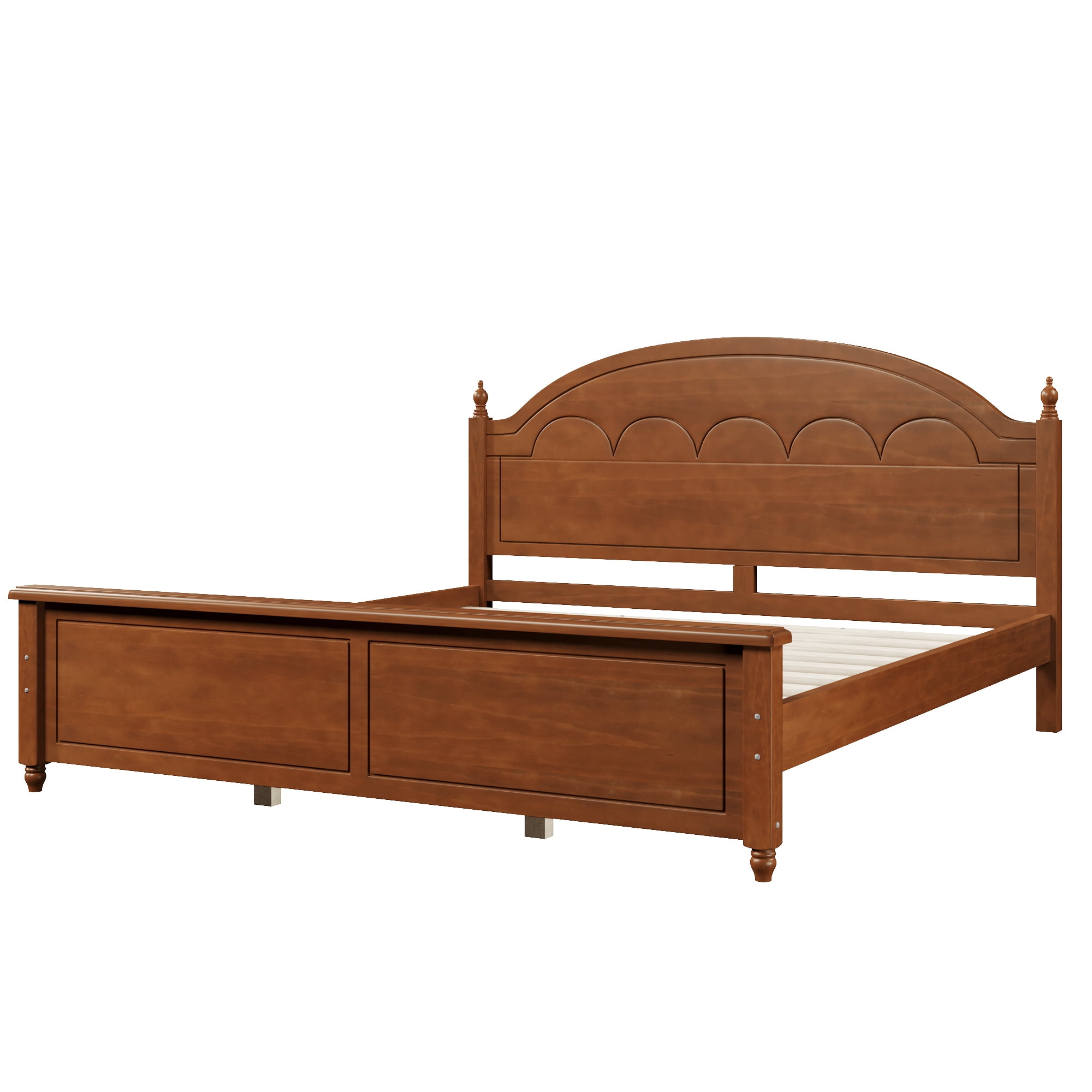 Euroco Wood King Size Platform Bed, Oak
