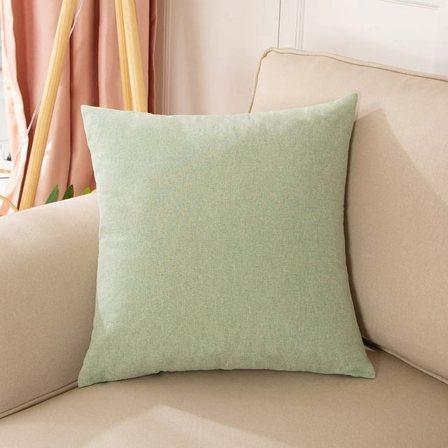 Nvzi 1 funda de almohada de lino liso. Clásica y atemporal, funda de almohada simple de color puro, con cualquier cama es brillante 19,69 x 19,69 pulgadas (verde guisante).