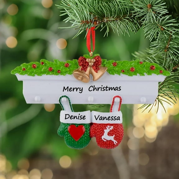Maxora Personalized Ornaments Customized Christmas Ornament Mantel Gloves Family of 2 Free Customize