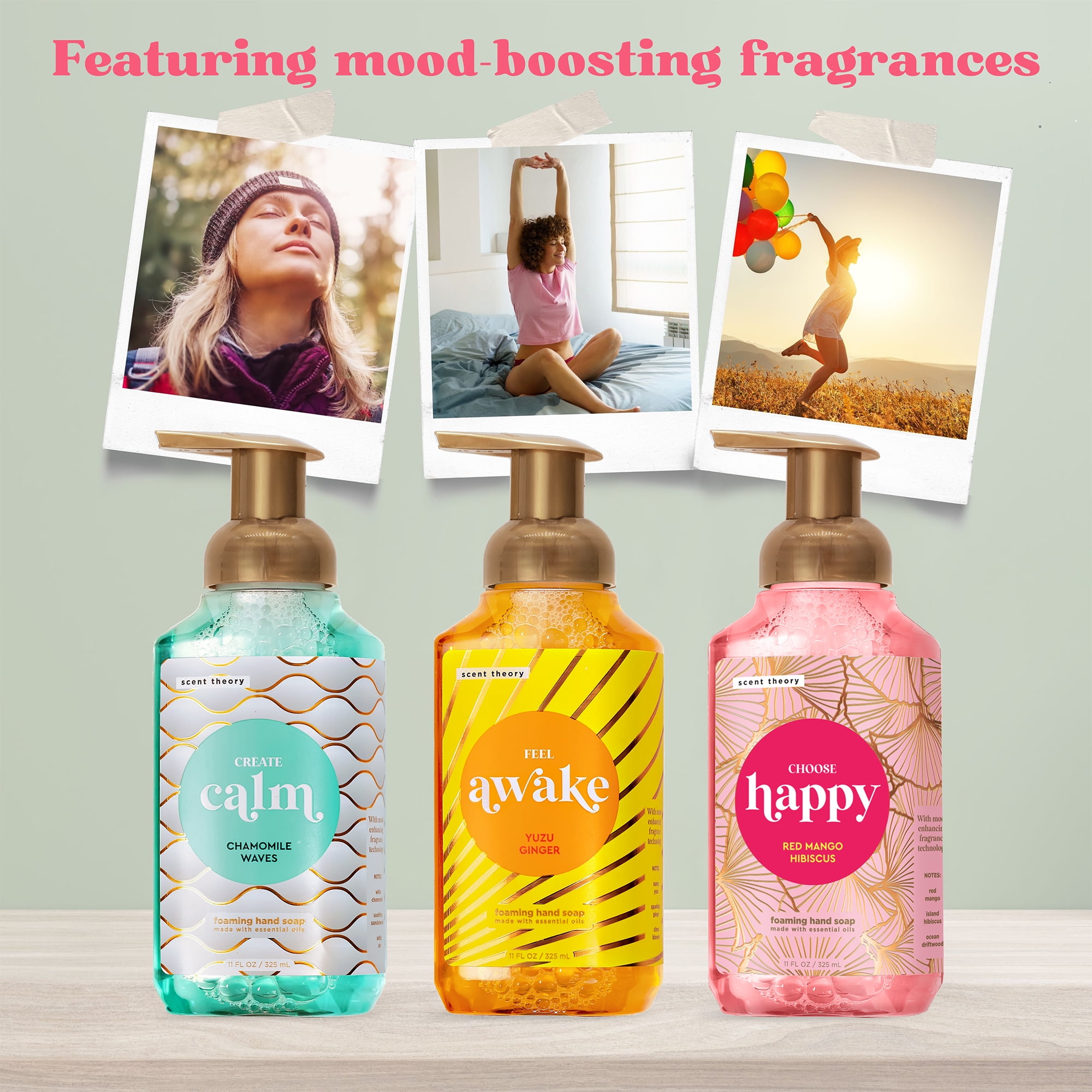 (4 pack) Scent Theory Foaming Hand Soap, Choose Happy Scented, 11 fl oz