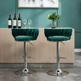 thumbnail image 5 of IVV Swivel Bar Stools Set of 2, 23.6"-32" Height-Adjustable Modern Bar Chairs with Velvet Woven Back and Chrome Metal Base, for Kitchen Island, Cafe, Bar Counter (Green), 5 of 10