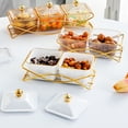 thumbnail image 5 of CoreLiving White Plastic Bowls with Lids and Decorative Gold Tray, Versatile Chip and Dip Serving Set for Fruit, Candy and Snacks, Party Hosting Platter, 5 of 10