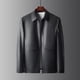 thumbnail image 2 of Abrigo de cuero para hombre, ropa genuina de alta gama, cuello polo informal, nueva chaqueta de piel de oveja negra para otoño para hombre, 2 of 4