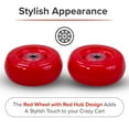 thumbnail image 6 of AlveyTech 76 mm x 30 mm Caster Wheels for the Razor Crazy Cart (V7+), Shift (V1+), and the XL (V3+) (Set of 2) (Red Wheel Red Hub) - Replacement Scooter Wheel Parts, Kids Drifting Electric Scooter, 6 of 7