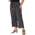 thumbnail image 1 of Pantalones de talla grande para mujeres, pantalones fluidos de rayas con cintura elástica, pierna ancha 1X negro, 1 of 6