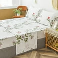 thumbnail image 4 of Move Over Ensemble de Draps 4 Pcs Fleurs Blanches Jumeau Botanique Drap-Housse Motif Fleurs Roses Rouges Élastiques Tout Autour Poche Profonde, 4 of 9