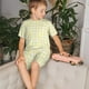 thumbnail image 4 of Balery Lemon Yellow Checkboard Conjunto de Pijama Infantil de Manga Corta con Estampado – Ropa de Dormir de Algodón Suave-Small, 4 of 6