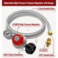 thumbnail image 4 of Boyau Régulateur de Propane Haute Pression de 5 Pi avec Jauge, Régulateur de Réservoir de Propane Réglable 0-30 Psi, Acier Inoxydable, Compatible avec Friteuse à Dinde, Friteuse à Poisson, Brûleur de Propane, Foyer, Forge, et Plus, 4 of 7