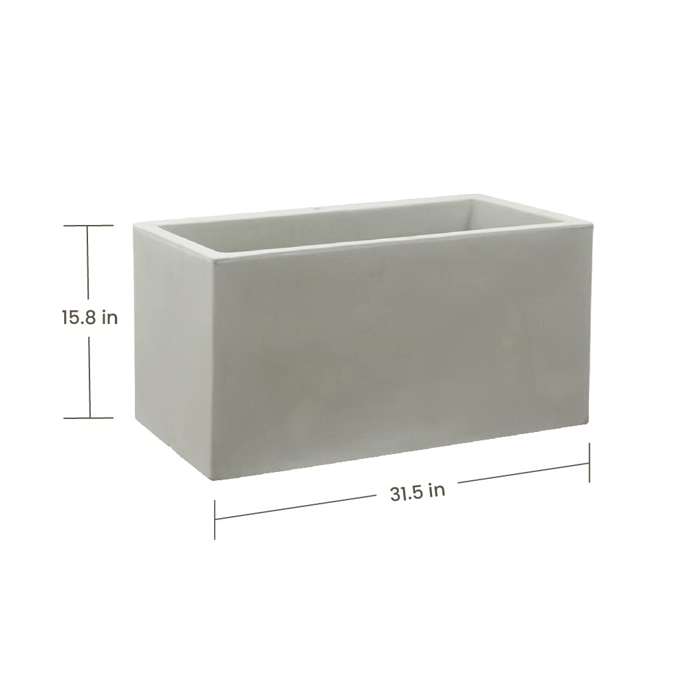 Ecobo 15.7 inches Eco-Friendly Rectangular Planter Box, Bloco Indoor/Outdoor use, Durable, Versatile & Lightweight, Designed by Brazilian Artisans, Contemporary All-Weather Design – White - image 4 of 4