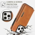 thumbnail image 4 of for iPhone 15 Pro Max Wallet Case with Detachable Magnetic Credit Card Slots, Luxury Premium PU Leather Slim Fit Kickstand Drop Protective Anti-Scratch Skin Friendly Back Case, Brown, 4 of 10