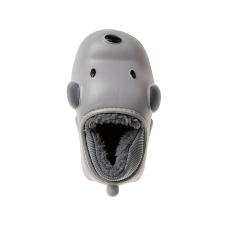 

FOAMWALK Toddler Boy s Novelty Clogs with Sherpa and Fur Lining - Cute Shark and Dog Clogs for Toddler Pastel Gray 7