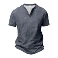 thumbnail image 3 of DDAPJ pyju Men's Short Sleeve Henley Shirt Vintage Distressed Casual Workout Tees Lightweight Summer Collarless Golf Shirts Gray XXL, 3 of 8
