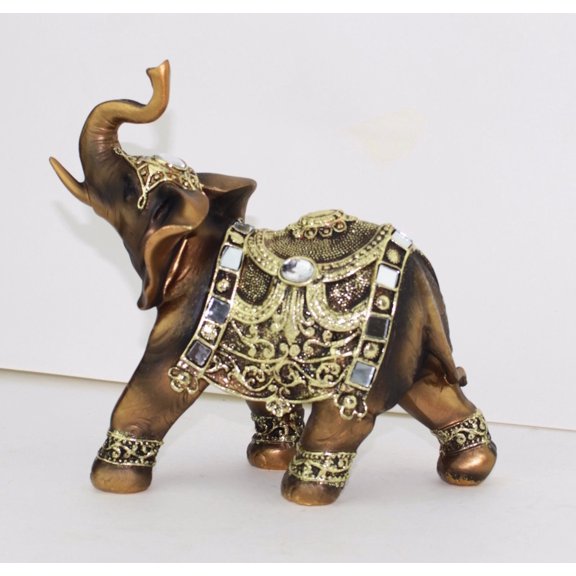Feng Shui 7" Bronze Elephant Trunk Statue Wealth Lucky Figurine Gift Home Decor G16550 (2lb)