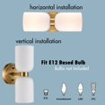 thumbnail image 3 of Luz de Tocador para Baño CLAXY con Vidrio Blanco Lechoso y Acabado Dorado - 2 Luces, 3 of 9