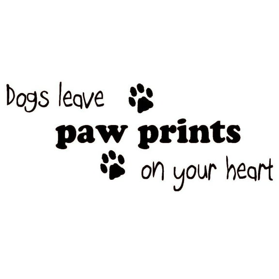 VWAQ Dogs Leave Paw Prints on Your Heart Wall Decal Pet Decor Home Wall Quotes