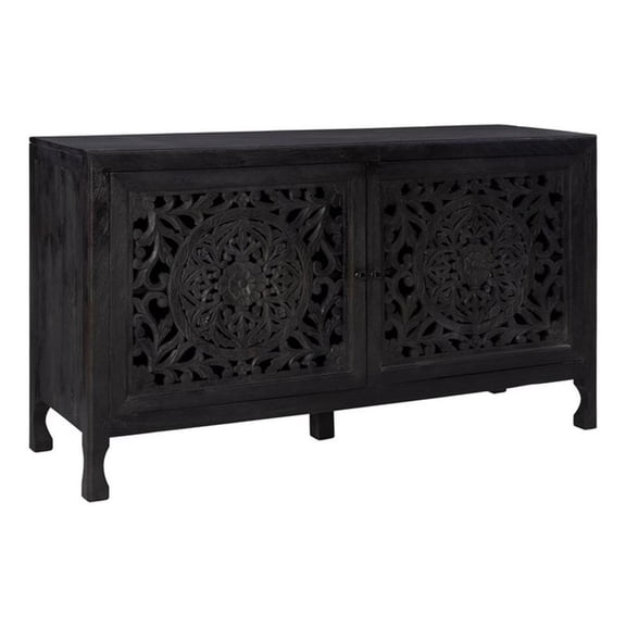 Linon Micah Two Door Wood Cabinet in Black