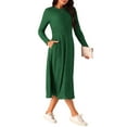 thumbnail image 4 of INSPIRE CHIC Women's Fall Dresses Long Sleeve Round Neck Knit A-Line Casual Midi Dress L Dark Green, 4 of 5