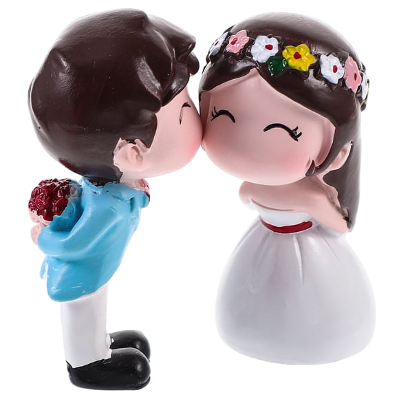 1 par de adornos de pastel de bodas Adorno de resina de pastel Beso Adorno de pastel de pareja Decoración de pastel creativo