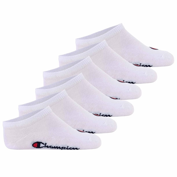 Champion Calcetines para niños, paquete de 6 - calcetines deportivos, logotipo, color liso Blanco 27-30