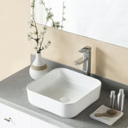 DeerValley DV-1V021 Porcelain Square Bathroom Single Basins Vessel Sink Top-Mount Sinks in white