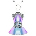 thumbnail image 3 of Aislor Girls Alien Outfit Sequins Metallic Dance Dress with Antennas Outer Space Fancy Halloween Blue Sliver 8, 3 of 7