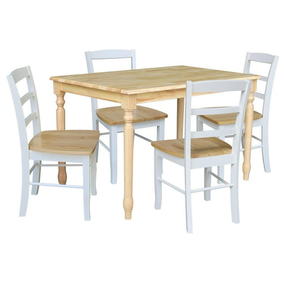 International Concepts 30x48 Solid Wood Dining Table with 4 Chairs in Natural