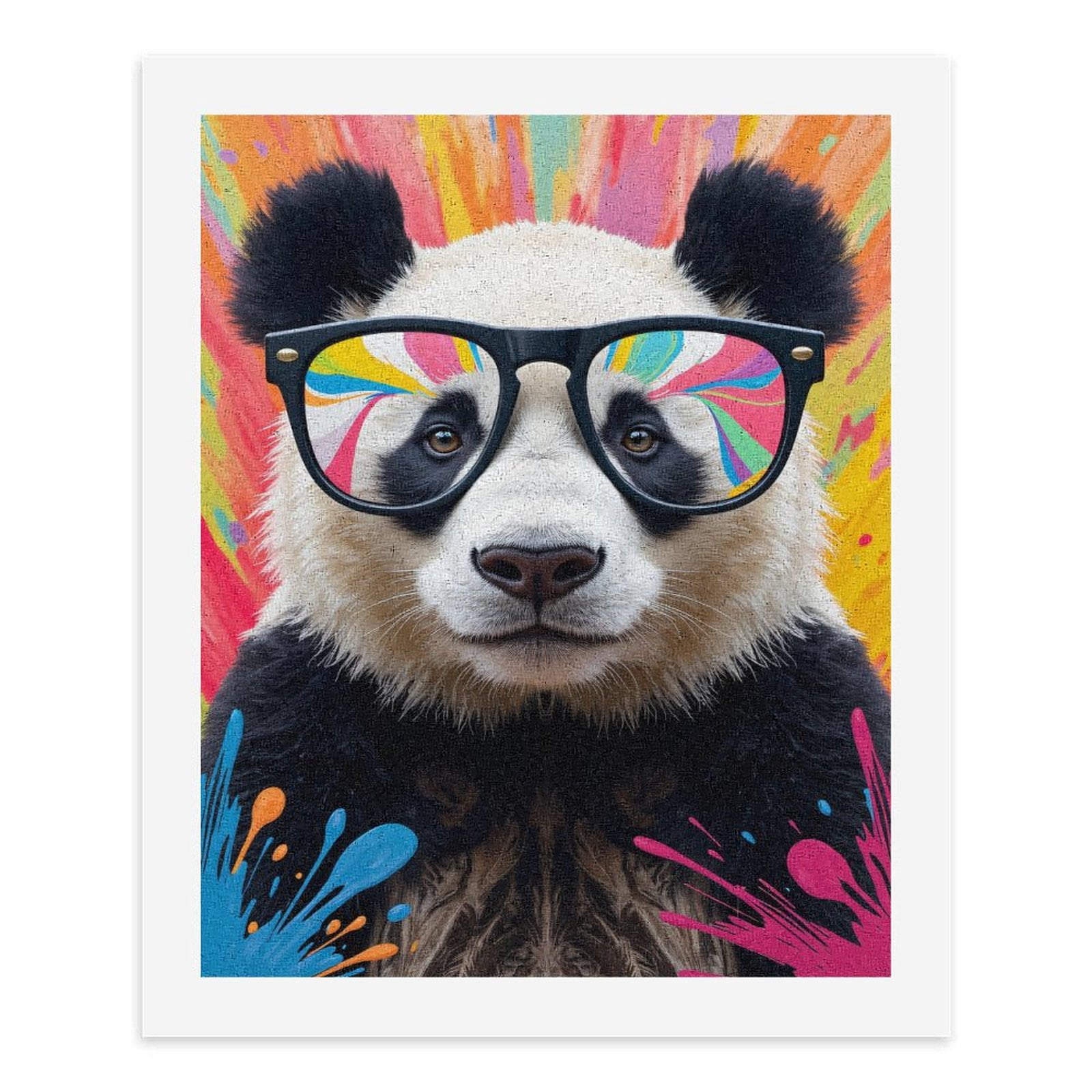 Paint By Numbers Kit for Adults Beginner - DIY Panda Glasses Colorful Art Splash Canvas Painting Kits for Adults, Frameless Paint By Number for Adults for Home Wall Decor 16x20 Inch