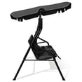 thumbnail image 2 of Patiojoy Hamac à Bascule d'Extérieur 3 Places avec Auvent Imperméable Réglable, Cadre en Aluminium, Chaise Balançoire de Patio, Noir, 2 of 10