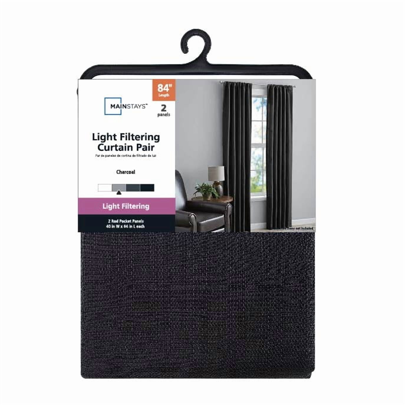 Mainstays Southport Textured Light Filtering Curtain Panel Pair, Set of 2, Greystone, 40 in W x 84 in L