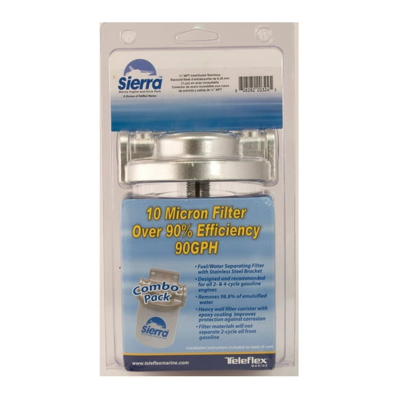 Sierra 10 Micron Fuel / Water Separator Kit - 3/8 in. Stainless Steel, Tall