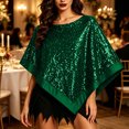 thumbnail image 2 of Elegant Women's Sequin Poncho Cape Sparkly Evening Party Shawl, Irregular Dress Up Shawl Wrap, 2 of 6