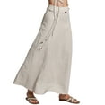 thumbnail image 3 of Amazhiyu Women's 100% Linen A-line Maxi Skirt with Matching Belt Summer Casual, 3 of 7