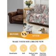 thumbnail image 5 of Pink Green Spring Floral Couch Cover for 2 Cushion Sofa, Vintage Botanical Summer Washable Loveseat Sofa Covers Slipcover for Sectional Sofas L-Shaped, Couch Throw Cover 71"x118", 5 of 9