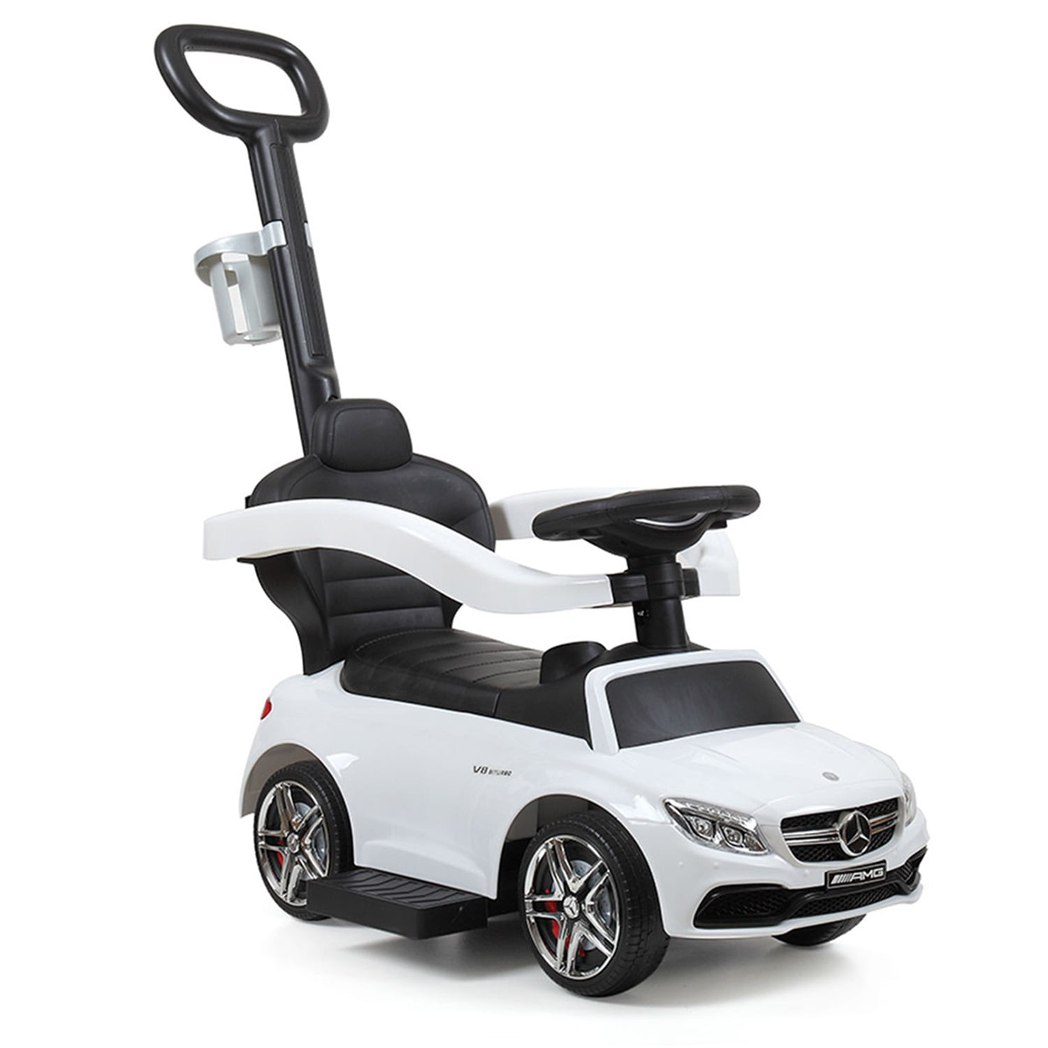 CIPACHO Licensed Mercedes 3-in-1 Kids Ride On Car, Child Walker Stroller with Handle, Safety Bars, Music & Horn, Cup Holder, Toy Push Car, White CIPACHO Licensed Mercedes 3-in-1 Kids Ride On Car, Child Walker Stroller with Handle, Safety Bars, Music & Horn, Cup Holder, Toy Push Car, White