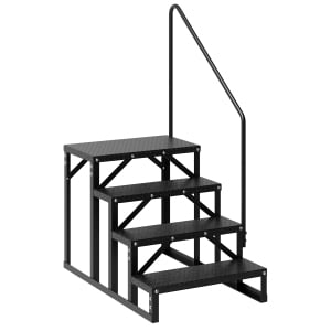 2 Step RV Stairs, RV Steps with Handrail & Anti-Slip Panel - 660lb Capacity Portable Alloy Steel Ladder for Easy Access to RVs, Hot Tubs, and Travel Trailers