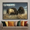 thumbnail image 2 of Wild Nature Poster, American Animal Wall Decor, Bison Battle Art Canvas, American Buffalo Artwork, Fashion Canvas Art, Canvas Wall Decor - 3P-Gallery Wrapped, 2 of 9