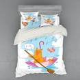 thumbnail image 2 of Ambesonne Cat Bedding Set 3 Pcs, Cartoon Animal Birds, Twin, Multicolor, 2 of 3