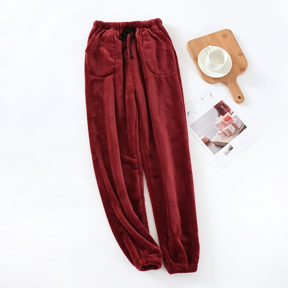 Babysbule Men's Summer Pants Thermal Fleece Pockets Thickened Fleece Lined Casual Drawstring Sports Trousers Pants