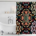 thumbnail image 3 of Black Boho Shower Curtain, Waterproof Shower Curtains for Bathroom, Ethnic Country Colorful Abstract Floral Motifs Washable Fabric Bathtub Curtain Set Bath Decor with 12 Hooks Stall 36"x72", 3 of 8
