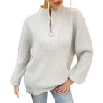 thumbnail image 1 of Gibobby Casual Suéter para Mujer, Suéter de punto suave con cuello redondo para mujer(Gris,G), 1 of 5