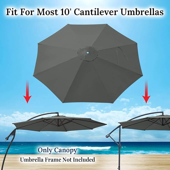 ALUVIERA Replacement Umbrella Canopy for 10ft 8 ribs Cantilever Hanging Umbrella (Canopy Only)