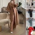 thumbnail image 2 of Women Woolen Jacket Turn-down Collar Solid Color Double-breasted Coat Retro Royal Style Thermal Long Lantern Sleeves Commuting Dating Spring Fall Winter Overcoat, 2 of 8