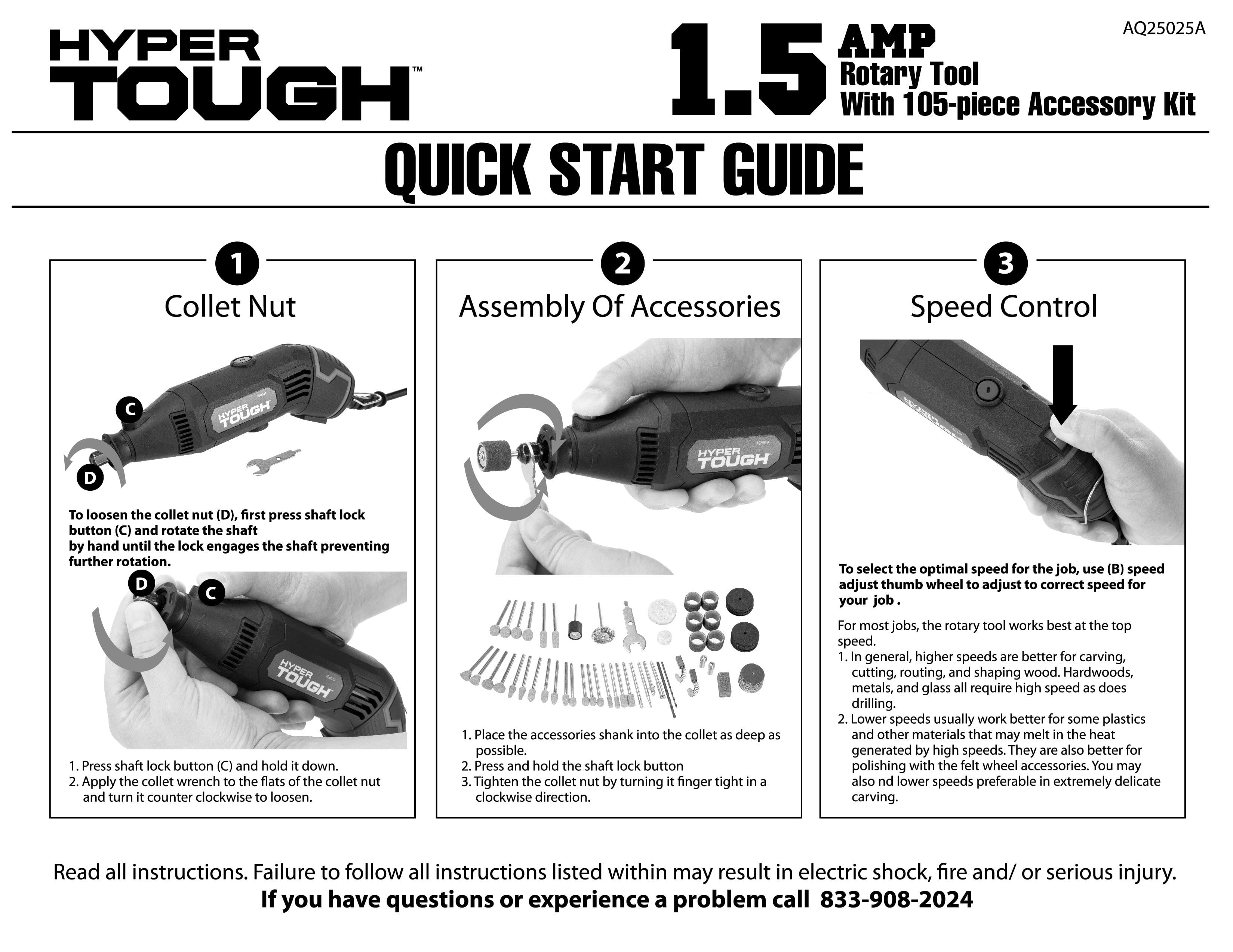 Hyper Tough 208 Piece Rotary Tool Accessory Kit with Storage Case, Product Accessories Included, Size: 1.35 lbs