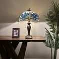thumbnail image 2 of Tiffany Table Lamp Blue Stained Glass Dragonfly Included LED bulbs Pull Chain Switches For Living Room Bedroom Bedside 16"W*16"D*24"H, 2 of 6