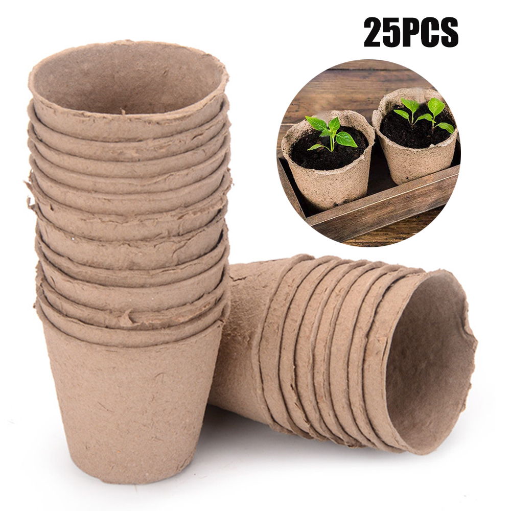 3" Peat Pots 25 Pack Round Biodegradable Plant Starter Pots Transplant